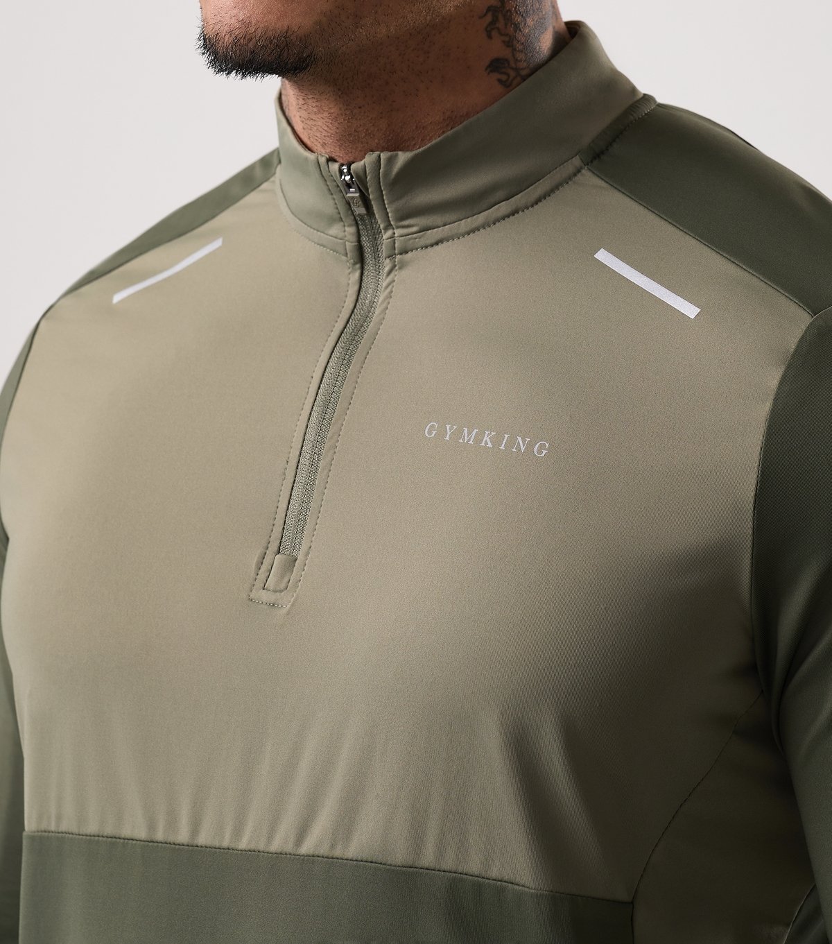 Gym King Men's Olive Green Advance Quarter Zip Top Gym King New Look - 4