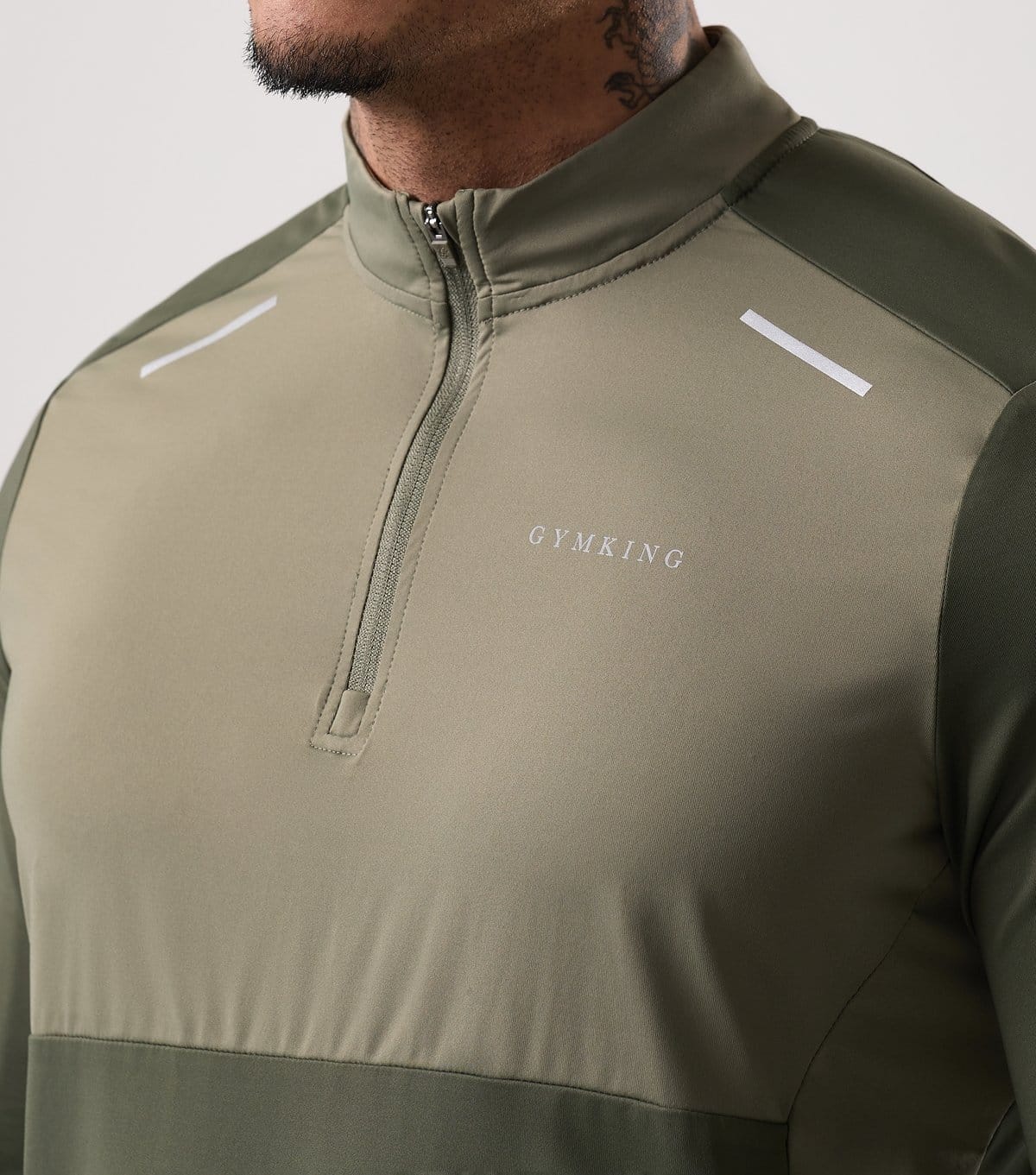 Gym King Men's Olive Green Advance Quarter Zip Top Gym King New Look - 4