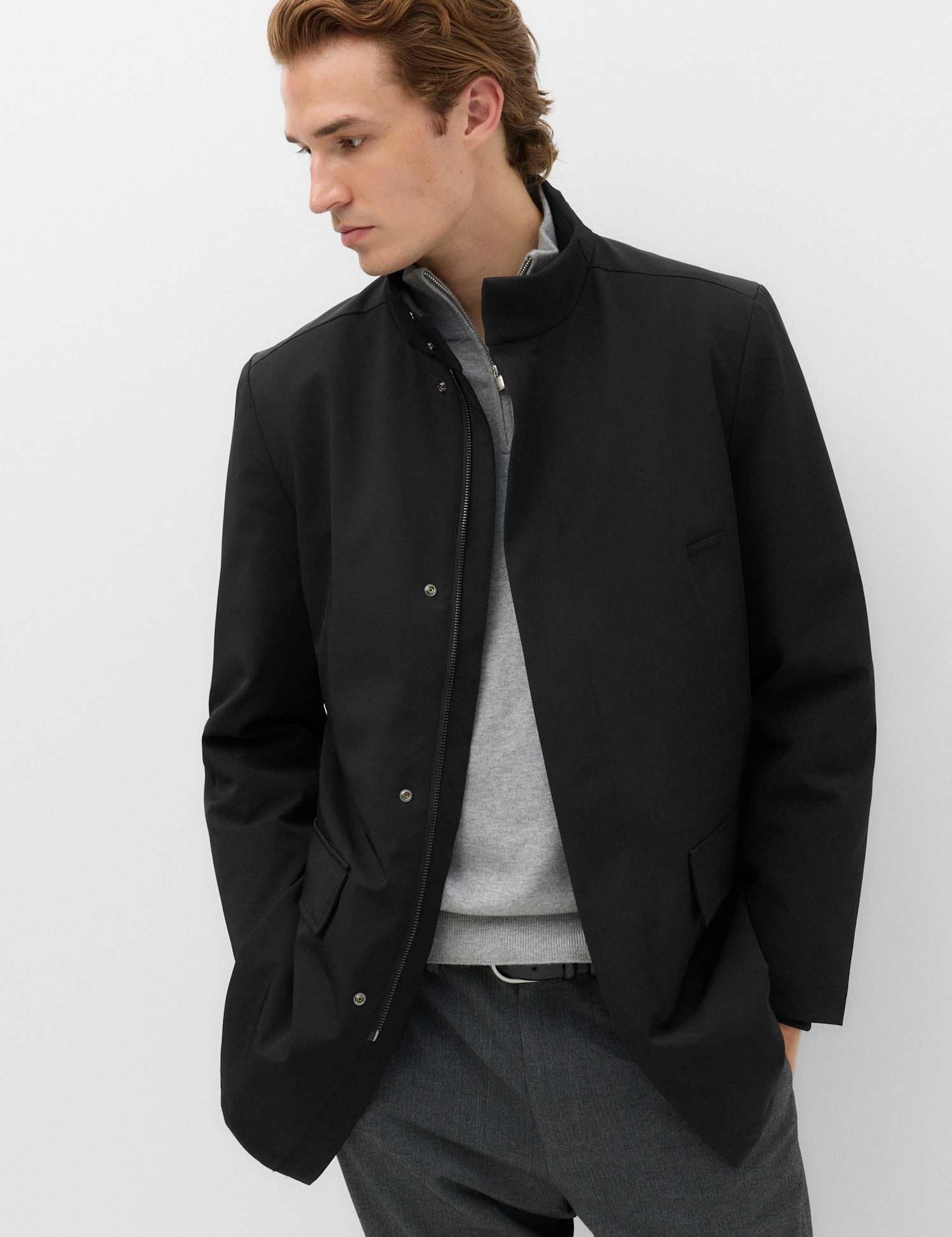 Marks & Spencer M&S Technical Funnel Neck Mac Black