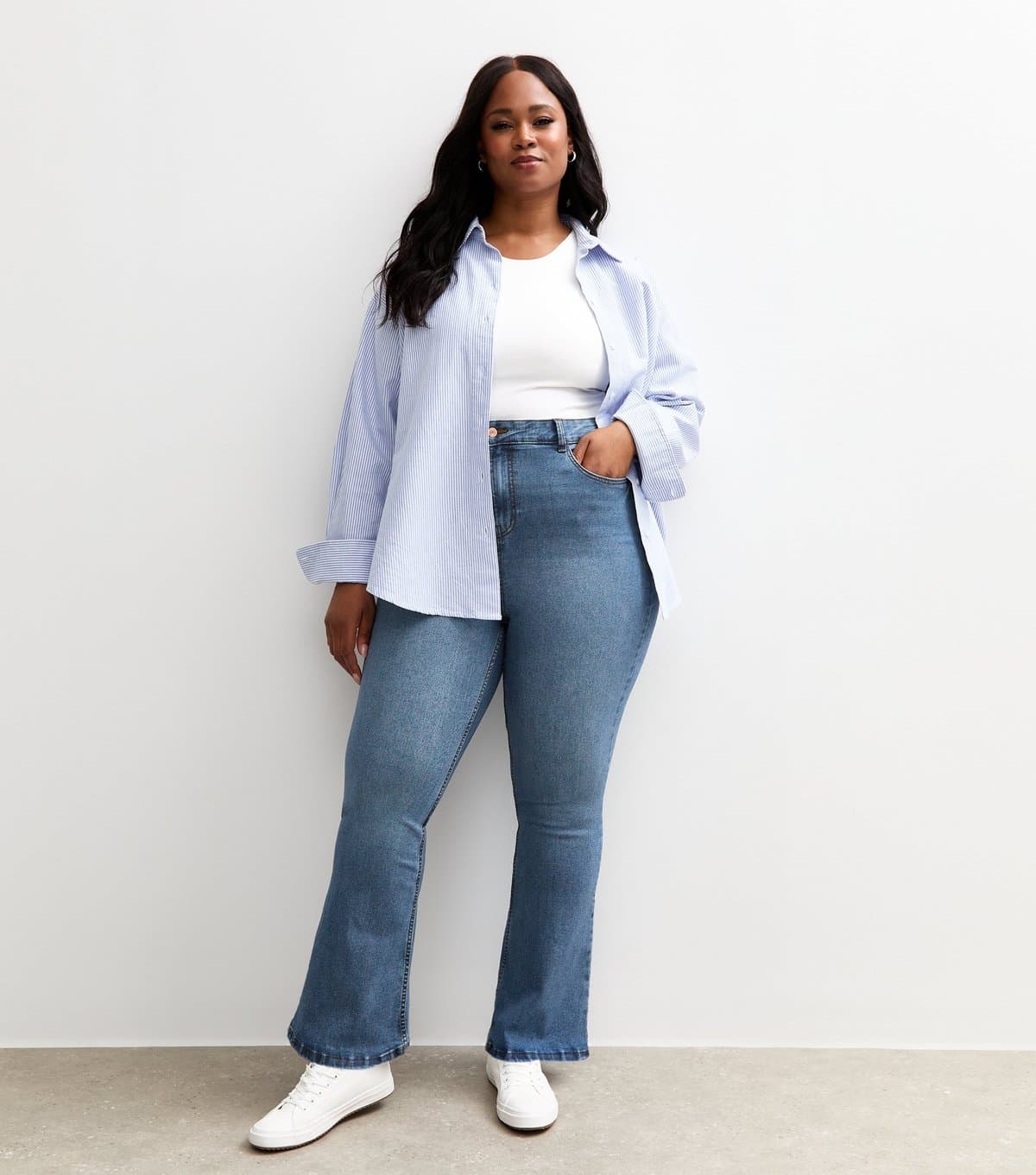 New Look Women's Plus Size Blue Bootcut Jeans Curves New Look