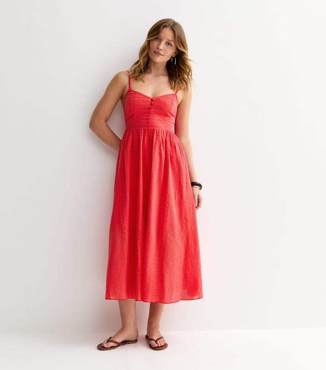 New Look Women's Bright Red V Waist Strappy Midi Dress New Look - 3