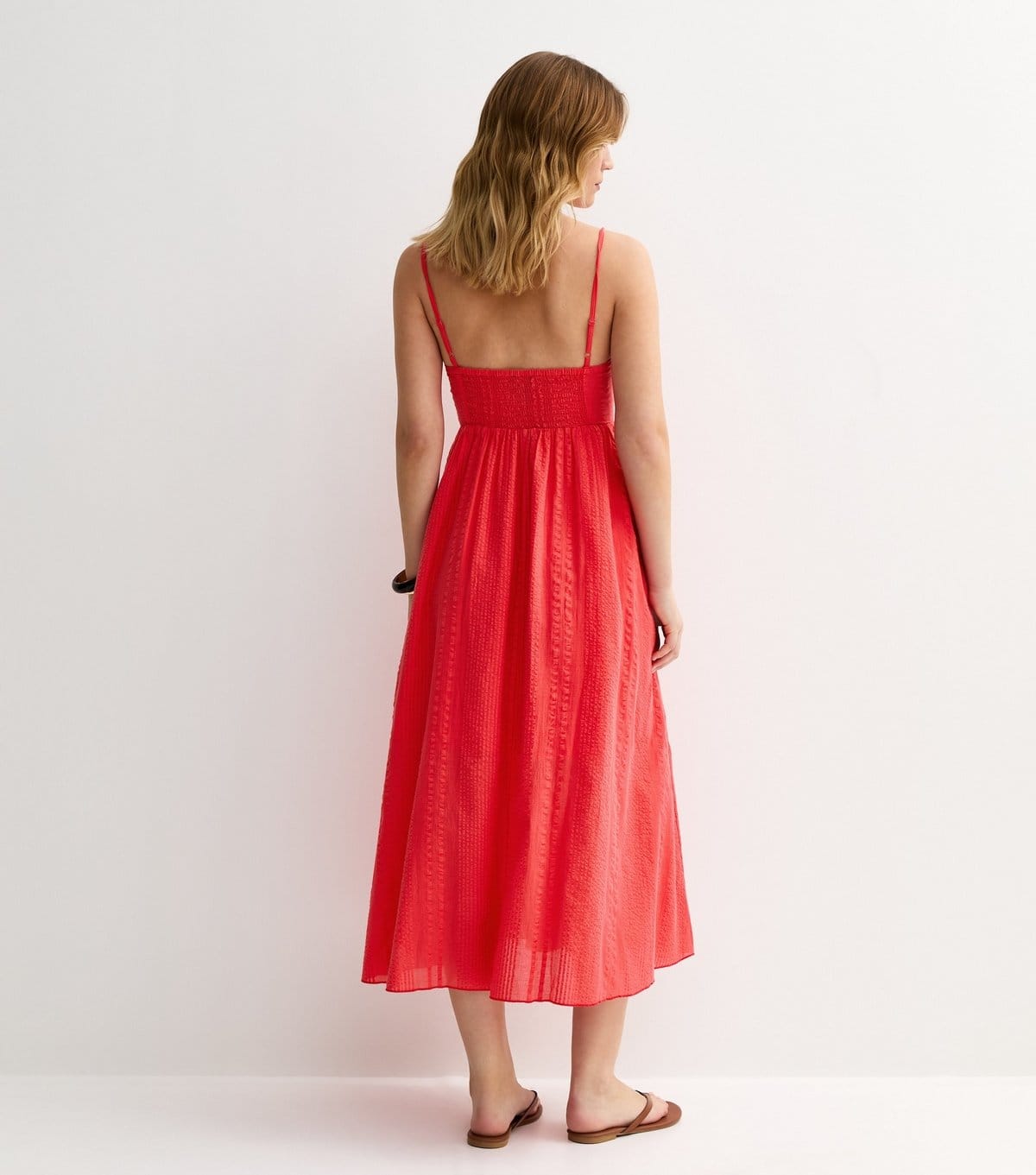 New Look Women's Bright Red V Waist Strappy Midi Dress New Look - 4