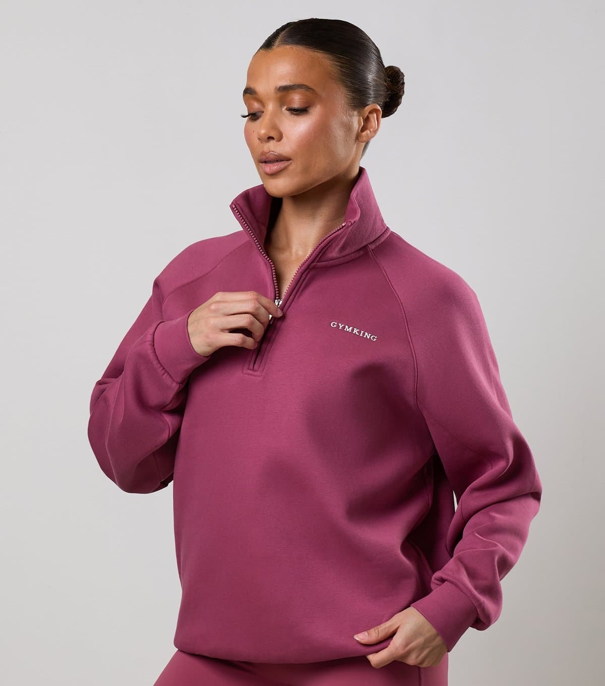 Gym King Gym King Plum Funnel Neck Raglan Sleeve Sweatshirt