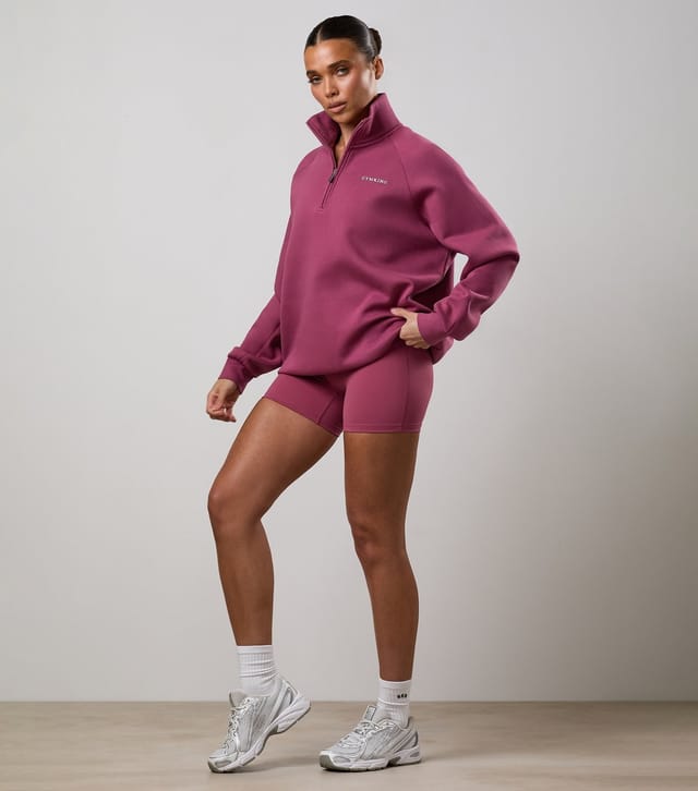 Gym King Women's Light Burgundy 365 Raglan Sleeve Funnel Neck Sweatshirt Gym King New Look - 2
