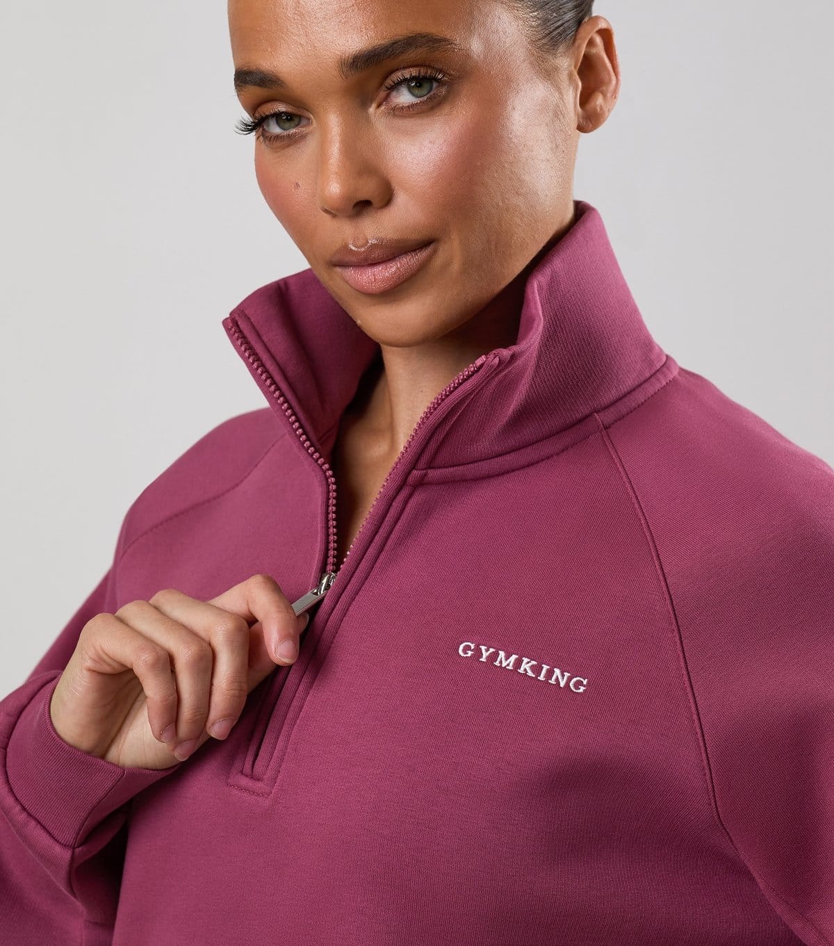 Gym King Women's Light Burgundy 365 Raglan Sleeve Funnel Neck Sweatshirt Gym King New Look - 4