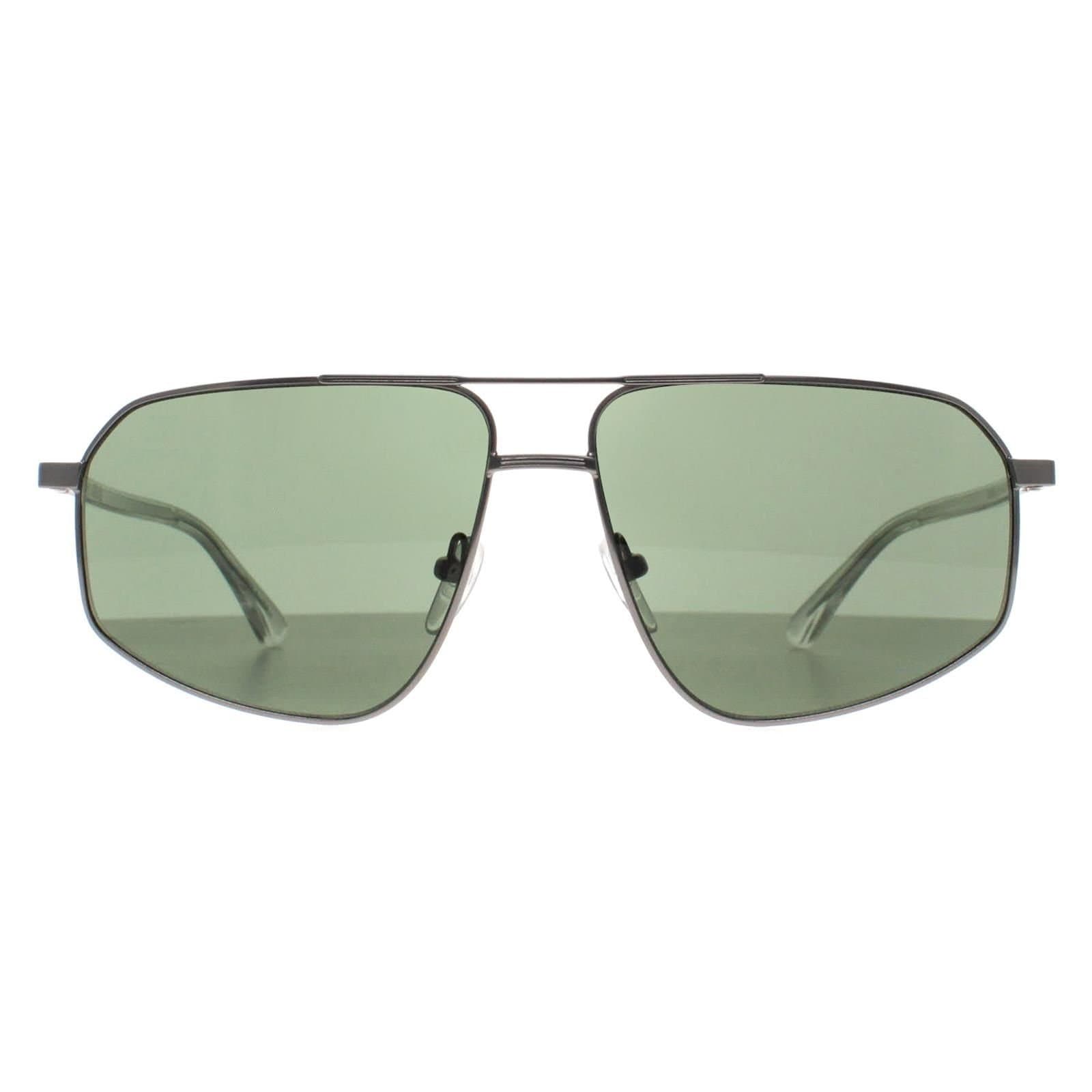 Calvin Klein CALVIN KLEIN Men's Aviator Matte Light Gunmetal Green CK23126S in Grey