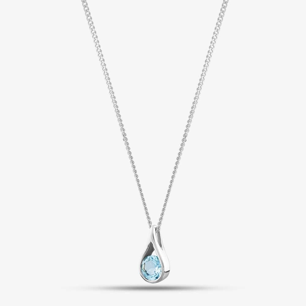 T.H.Baker T.H.Baker Women's Silver Blue Topaz Necklace GK-P146T - 1