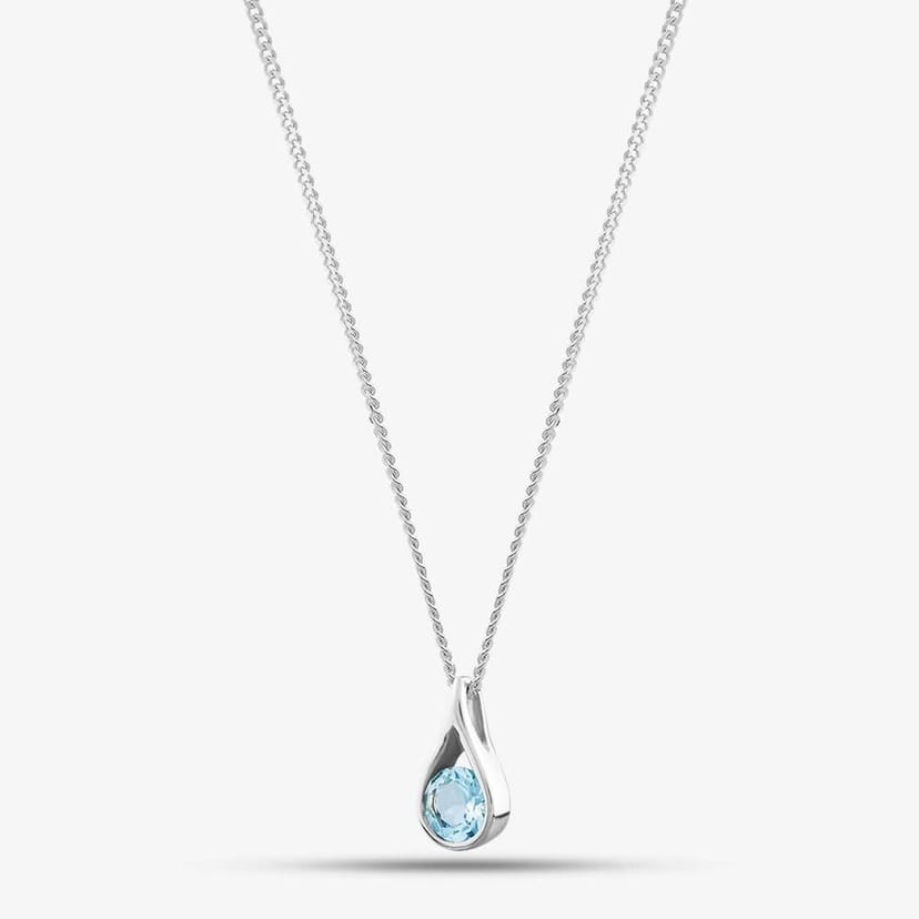 T.H.Baker T.H.Baker Women's Silver Blue Topaz Necklace GK-P146T - 1