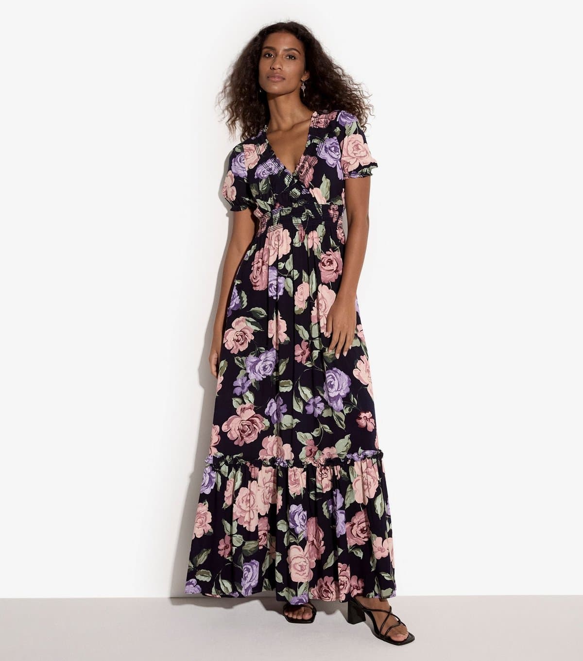 Apricot Women's Navy Floral Tiered Maxi Dress Apricot New Look