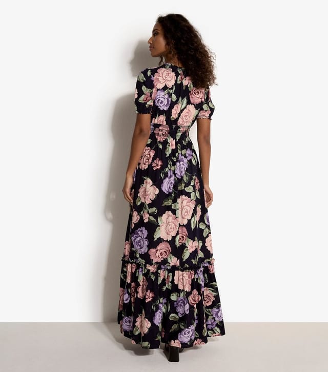 Apricot Women's Navy Floral Tiered Maxi Dress Apricot New Look - 3