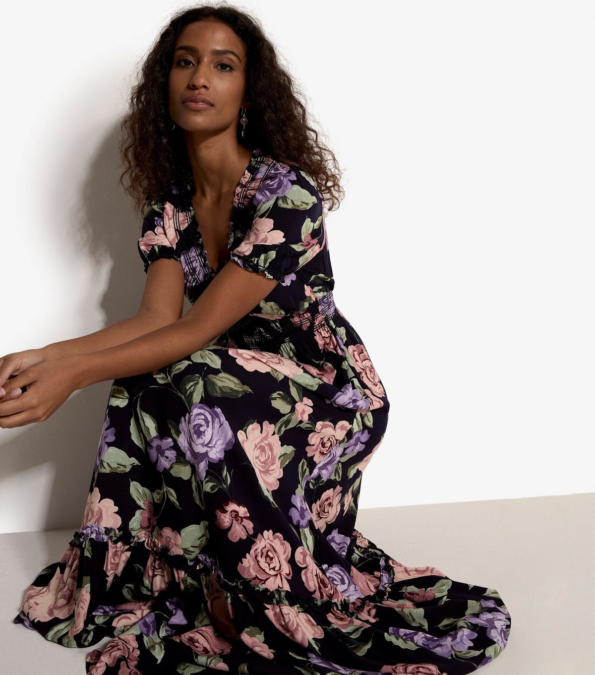 Apricot Women's Navy Floral Tiered Maxi Dress Apricot New Look - 4