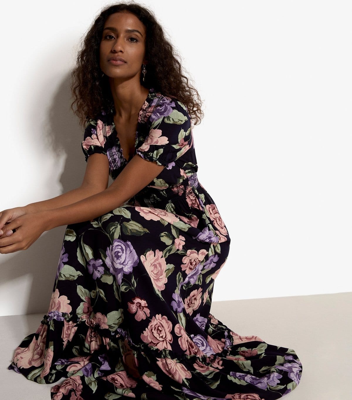 Apricot Women's Navy Floral Tiered Maxi Dress Apricot New Look - 4