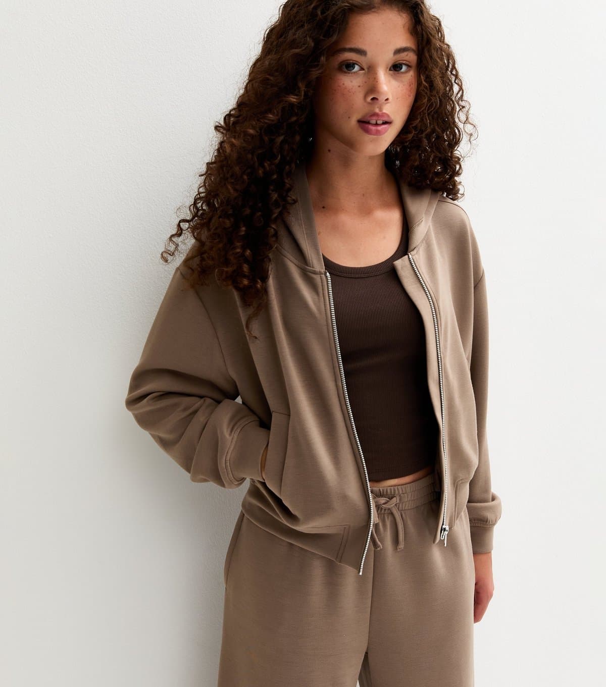 New Look Girls' Light Brown Zip Up Hoodie New Look