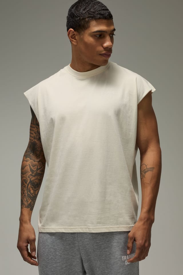 Training Dept. Training Dept. Men's Training Dept Oversized Embossed Tank in Off-White - 3