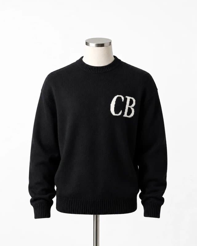 Cole Buxton Cole Buxton CB Logo Jumper Mens S Black 100% Cotton Crew Neck Knitwear
