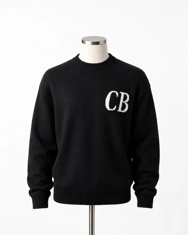Cole Buxton Cole Buxton CB Logo Jumper Mens S Black 100% Cotton Crew Neck Knitwear - 1