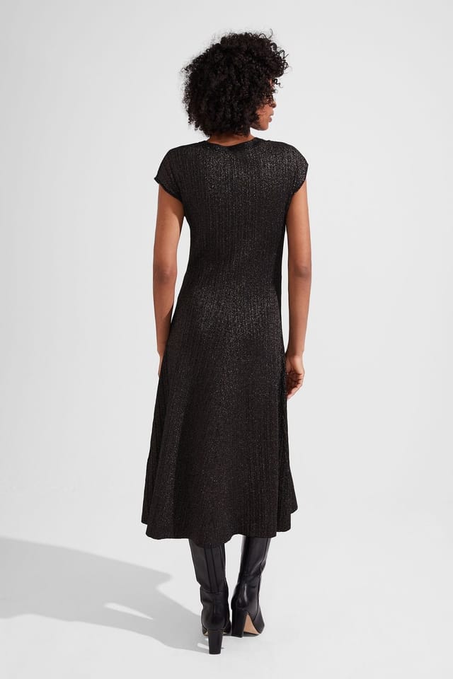 Hobbs London Hobbs London Women's Reena Sparkle Ribbed Knit Dress in Black - 3