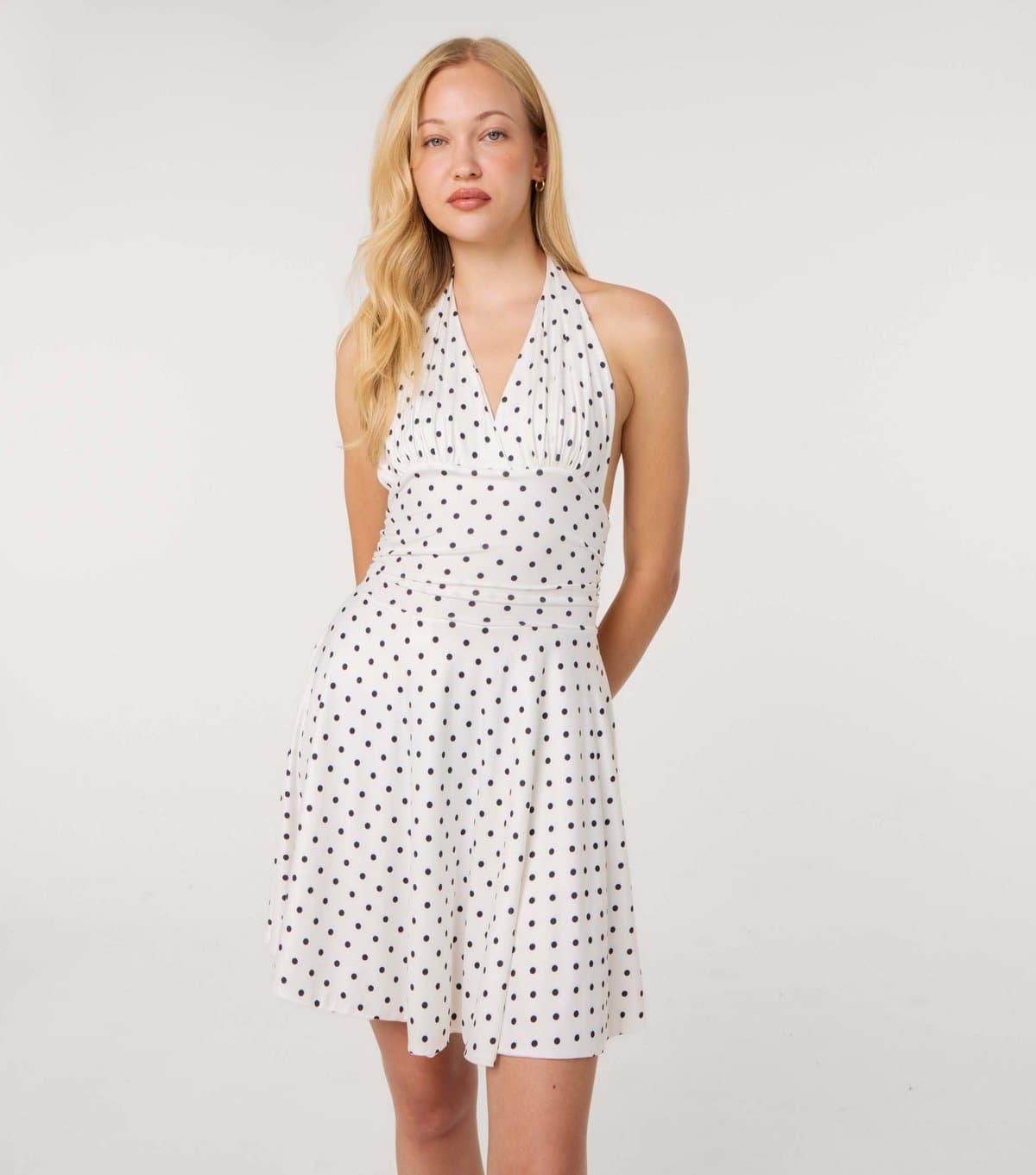 Pink Vanilla Women's Off White Polka Dot Slinky Mini Dress Pink Vanilla New Look
