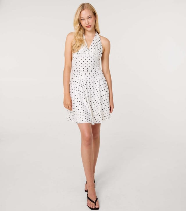 Pink Vanilla Women's Off White Polka Dot Slinky Mini Dress Pink Vanilla New Look - 2