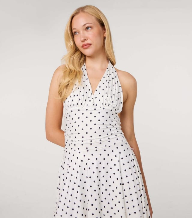 Pink Vanilla Women's Off White Polka Dot Slinky Mini Dress Pink Vanilla New Look - 3