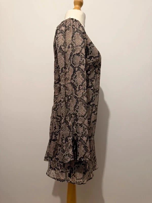 ASOS Design ASOS Design Snake Print Chiffon Mini Dress, Long Sleeve, Party Club Occasion - Size UK 12