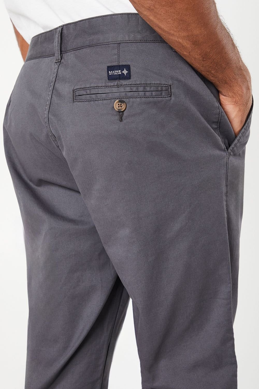 Maine Maine Men's Dark Grey Premium Slim Fit Chino Trousers - 4