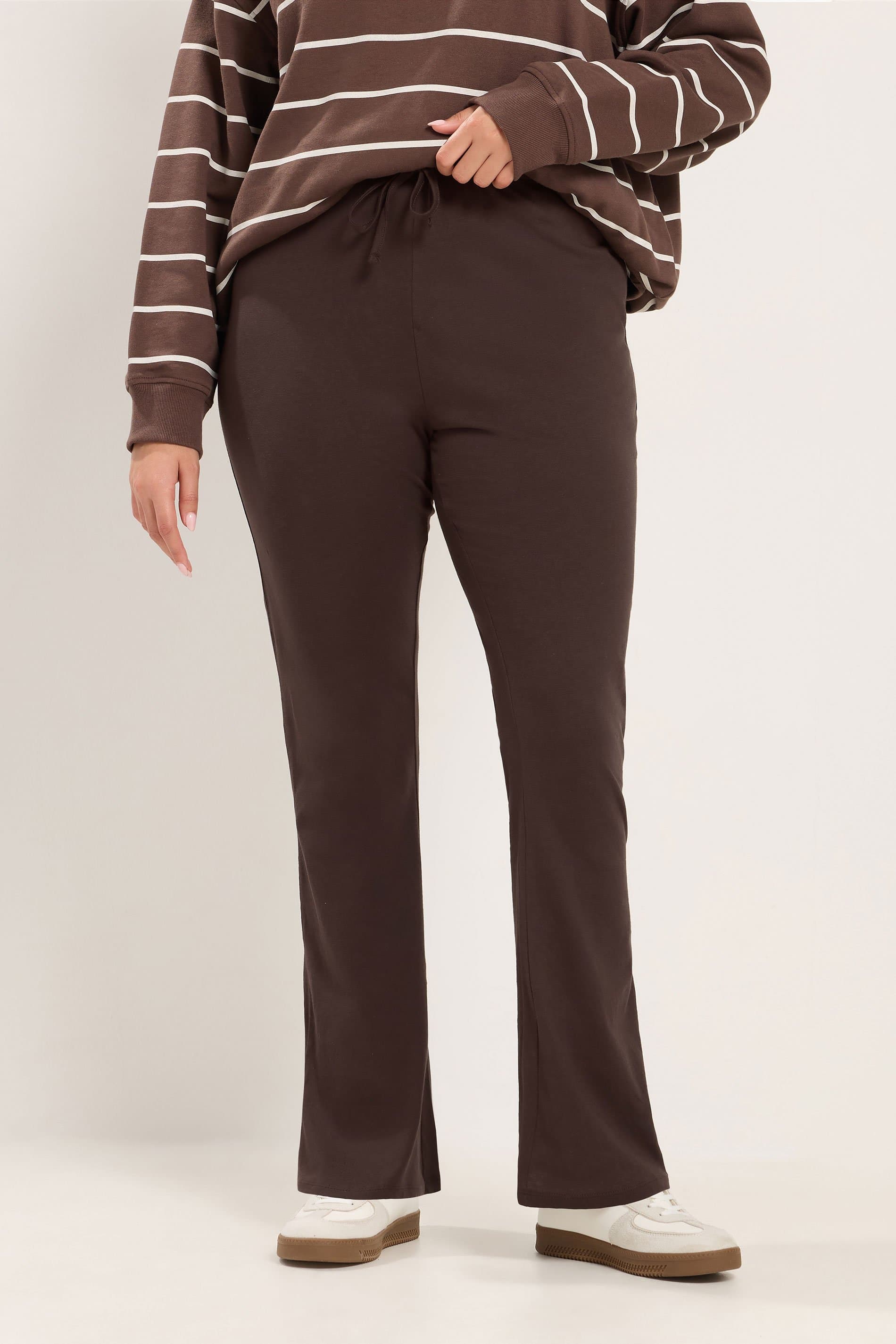 Yours Plus Size Brown Cotton Flared Leggings