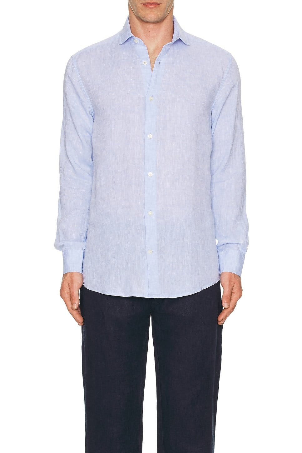 Revolve Antonio Linen Shirt In Baby Blue