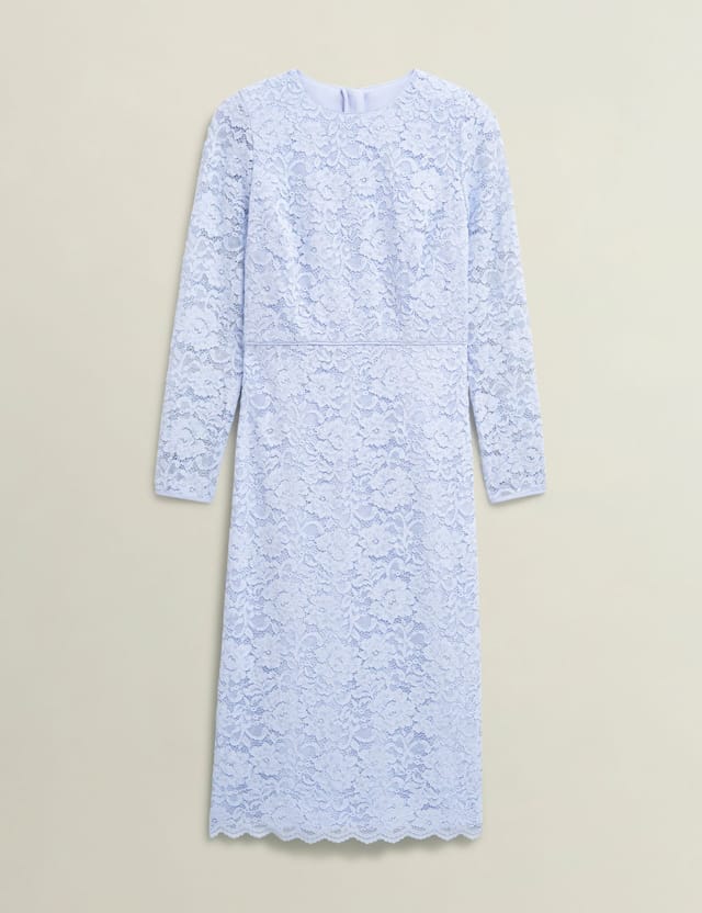 Hobbs London Hobbs London Women's Ottilie Long Sleeve Lace Midi Dress in Baby Blue - 2
