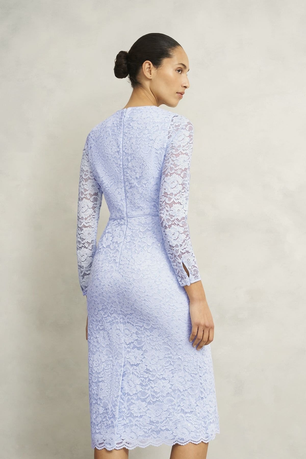 Hobbs London Hobbs London Women's Ottilie Long Sleeve Lace Midi Dress in Baby Blue - 4