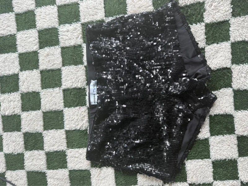 Bershka Sparkly Black Sequin Shorts