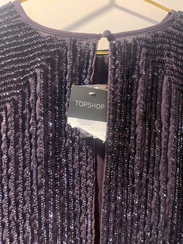 Topshop Purple Sequin Embellished 3/4 Sleeve Blouse Top BNWT