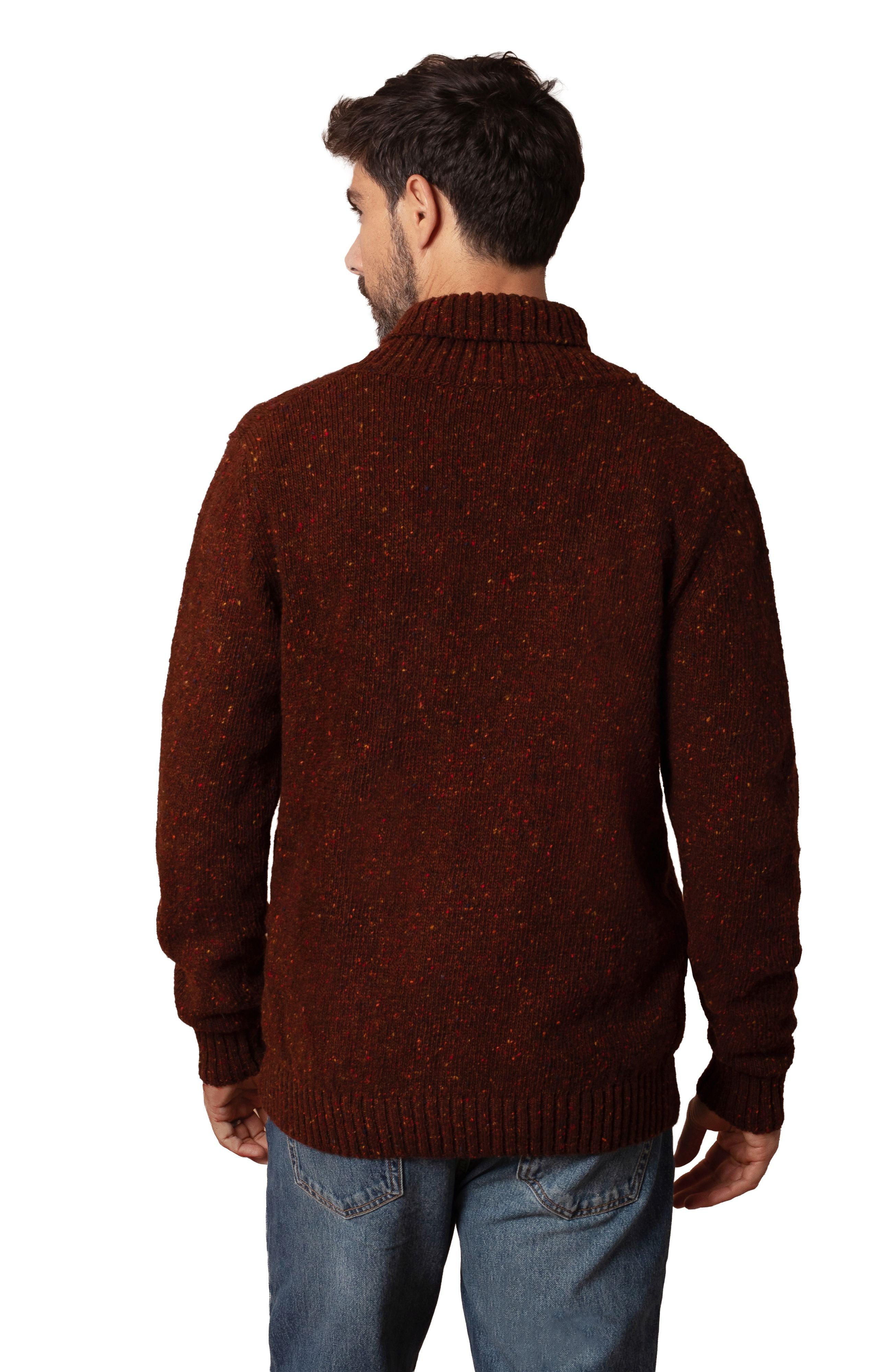 Celtic & Co Celtic & Co Men's Donegal Shawl Collar Sweater in Chocolate - 2