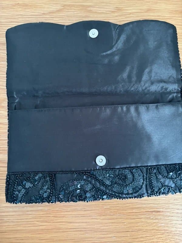 New Look Sequin and Black Beaded Clutch Bag
