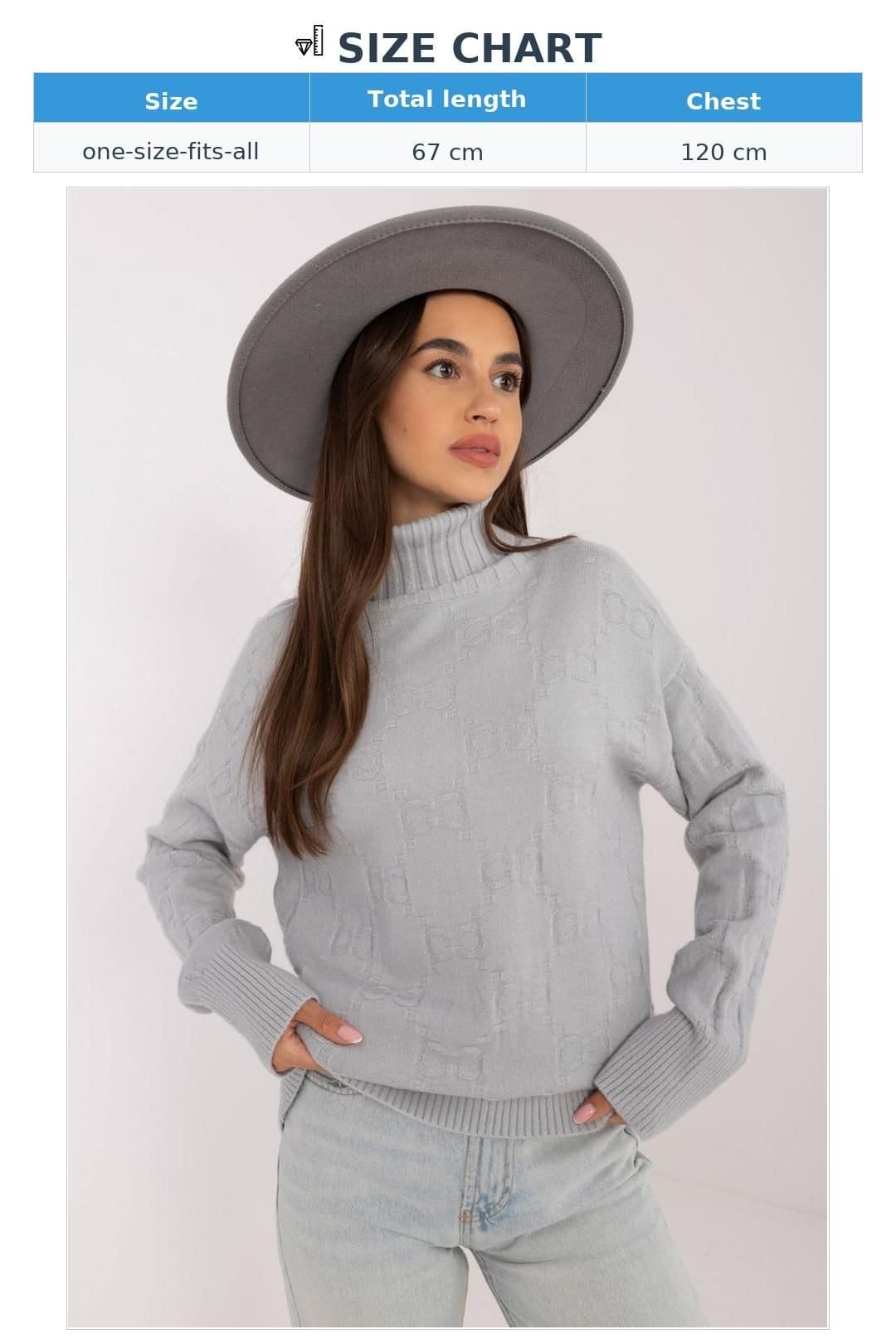 Love Lace Love Lace Women's Textured Turtleneck Sweater Long Sleeve in Grey - 4