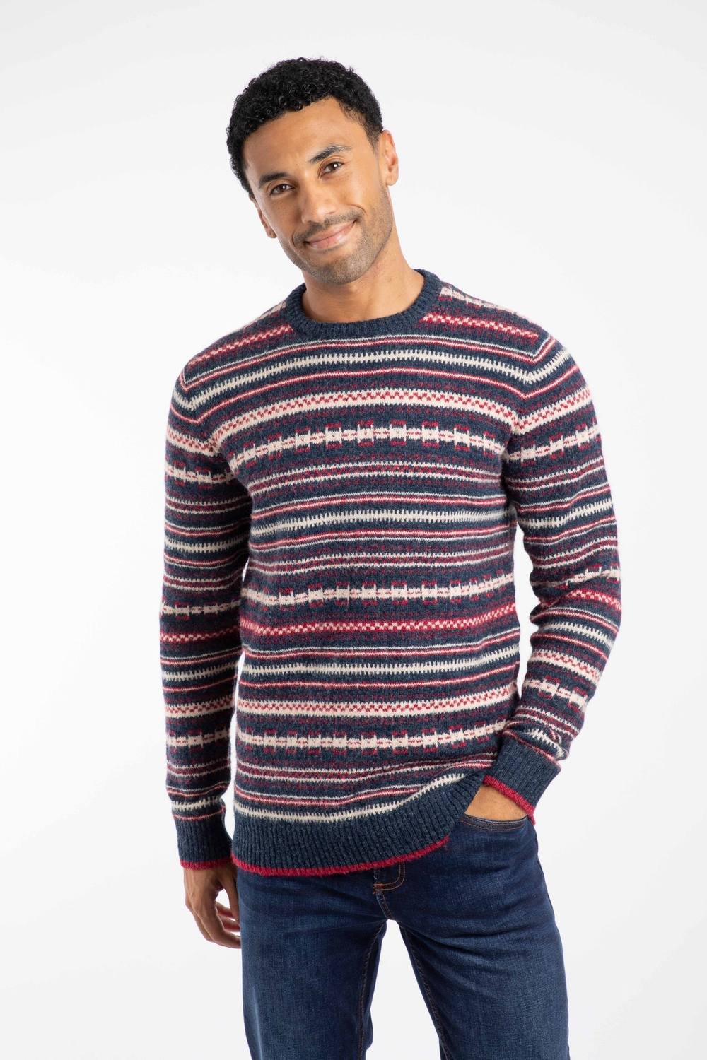 Weird Fish Weird Fish Men's Fastolf Fair Isle Crew Neck Jumper in Navy - 2