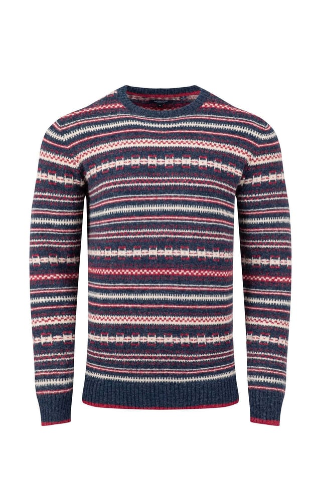 Weird Fish Weird Fish Men's Fastolf Fair Isle Crew Neck Jumper in Navy - 2