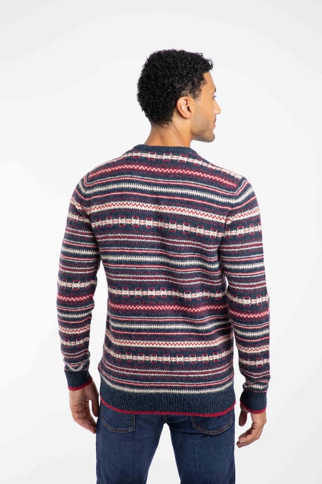 Weird Fish Weird Fish Men's Fastolf Fair Isle Crew Neck Jumper in Navy - 3