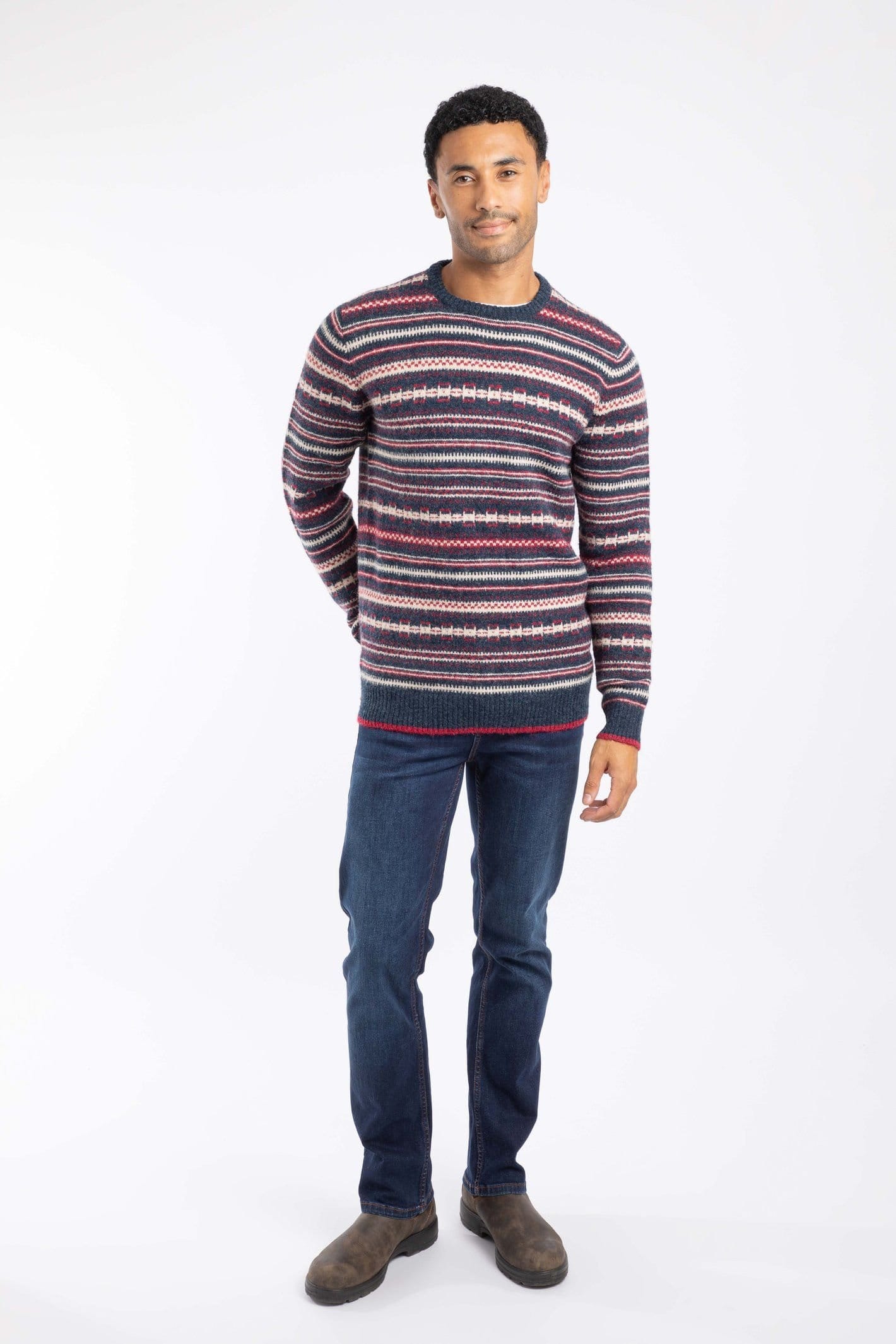 Weird Fish Weird Fish Men's Fastolf Fair Isle Crew Neck Jumper in Navy - 4