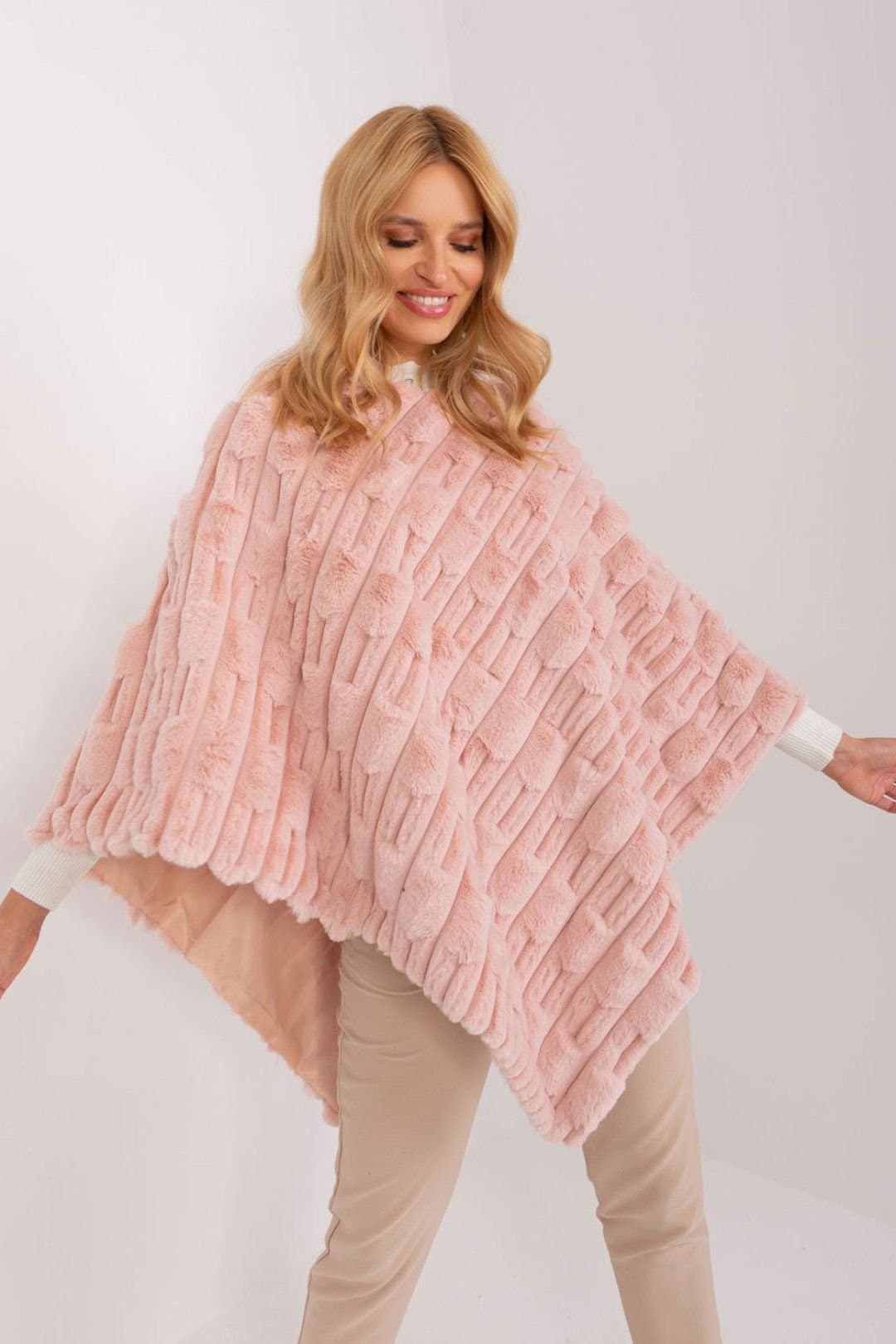 Love Lace Love Lace Women's Casual Textured Polyester Lined Poncho Style 190859 in Pink