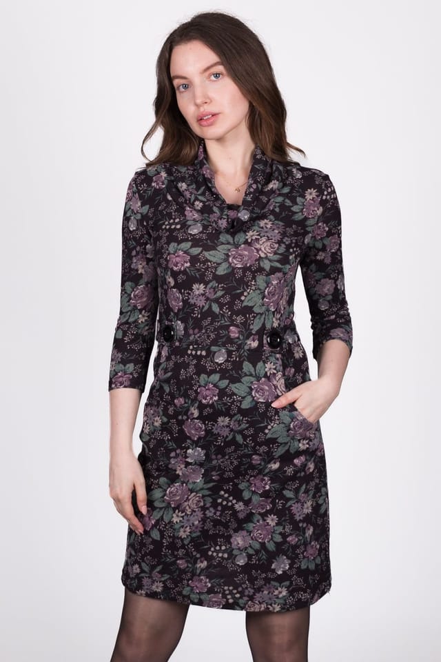 SOLO SOLO Women's Floral Button Dress in Plum - 2