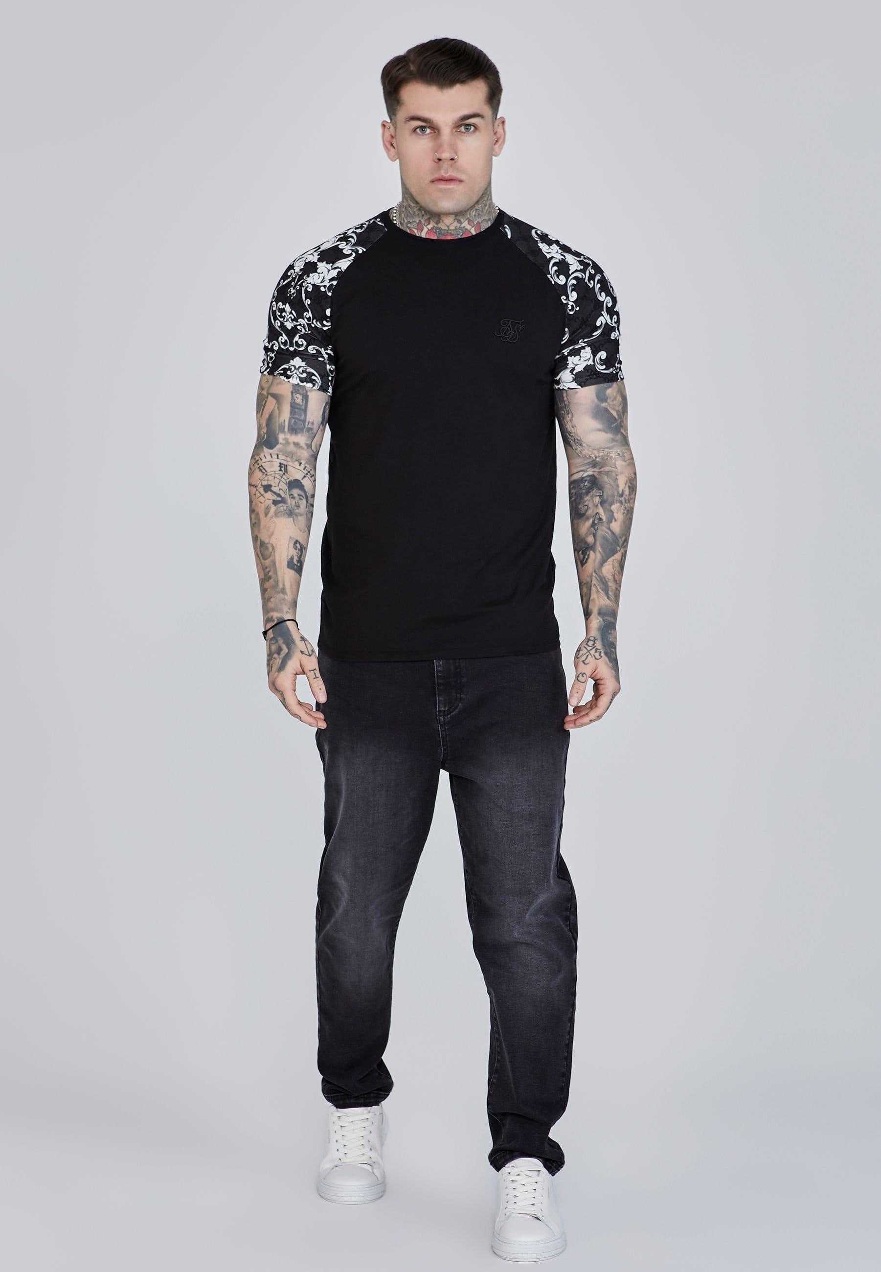 SikSilk SikSilk Men's White Venetian T-Shirt - 4