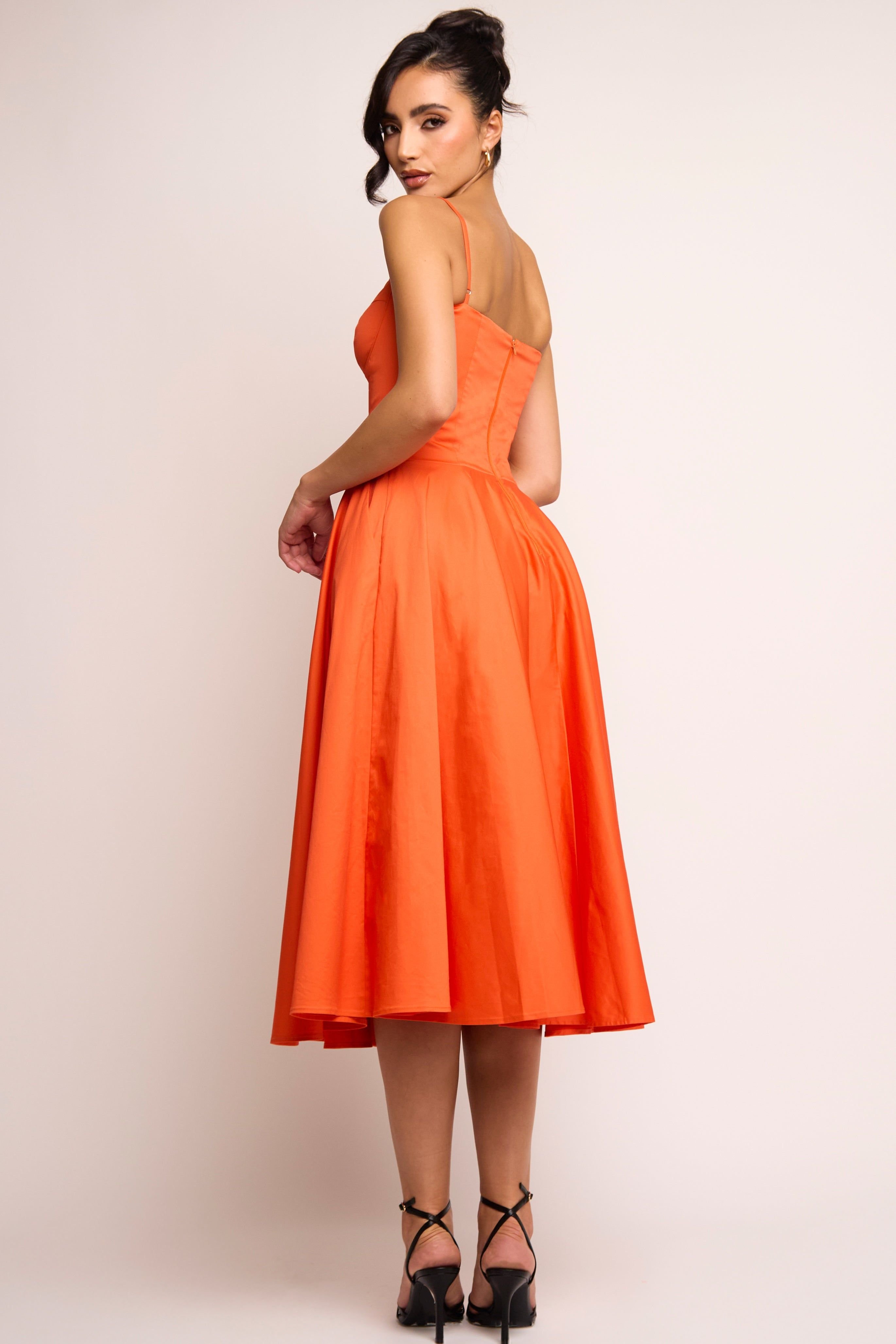 Jaded Rose Jaded Rose Women's Jade Corset Midi Dress in Showgirl Orange - 4