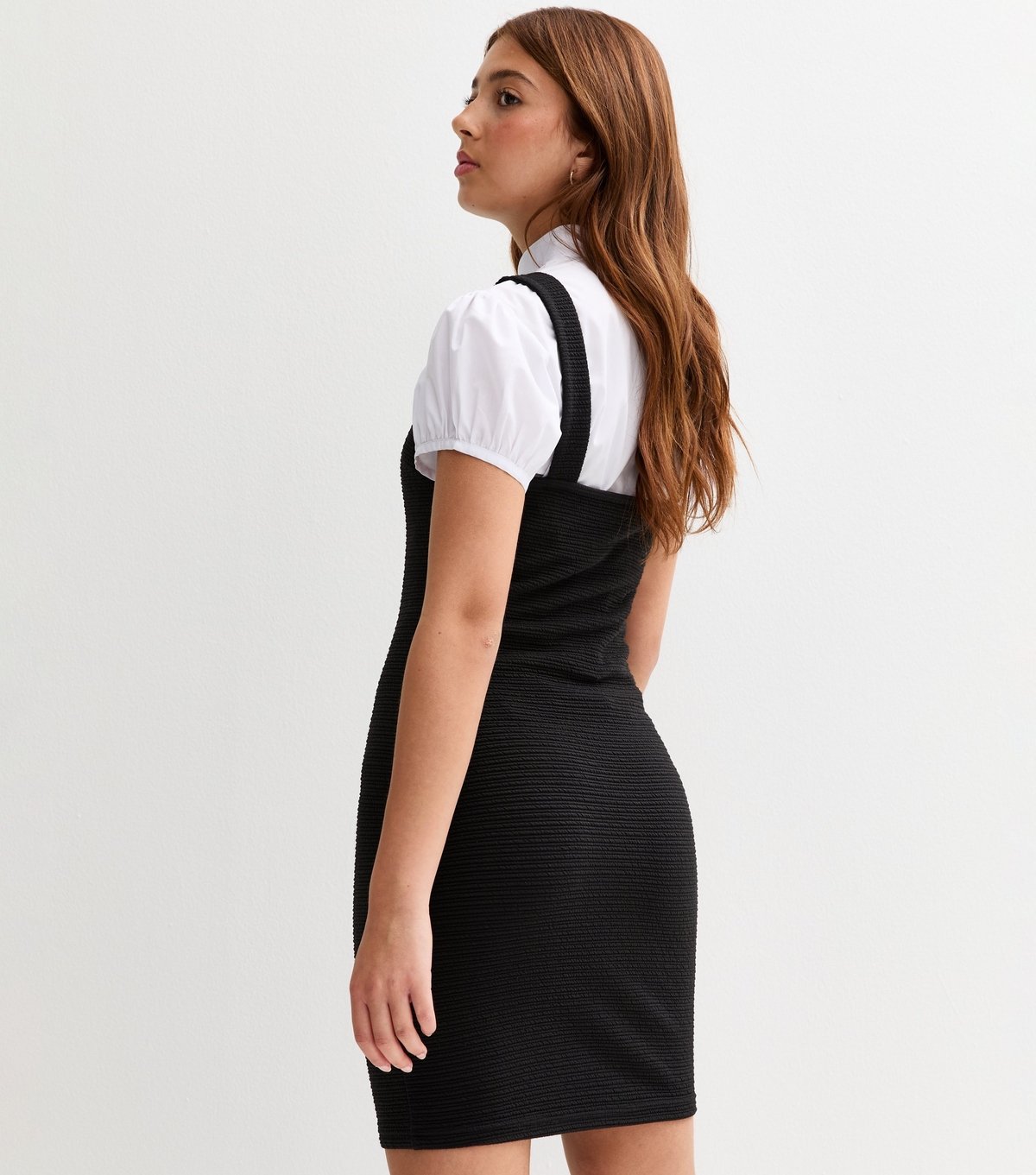 New Look Girls' Black Textured Jersey School Pinafore Dress New Look - 4