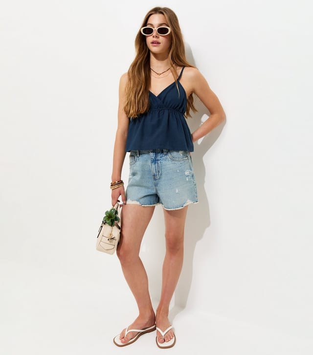 New Look Girls' Navy Linen Look Triangle Cami Top New Look - 3