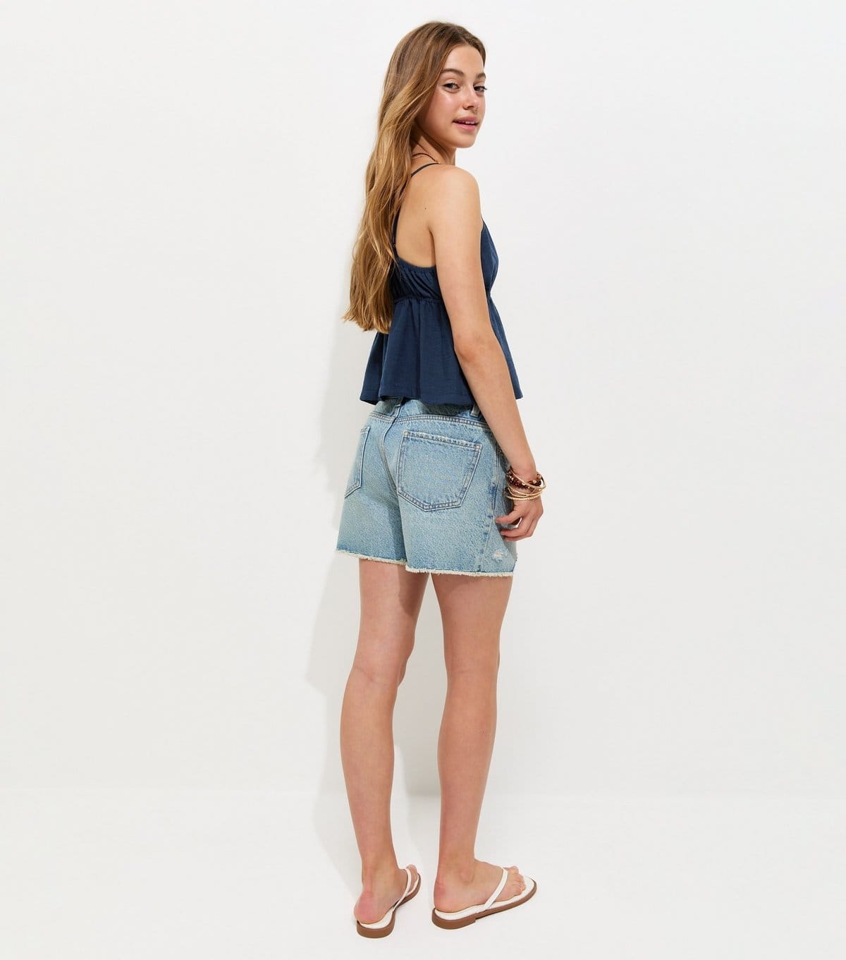 New Look Girls' Navy Linen Look Triangle Cami Top New Look - 4