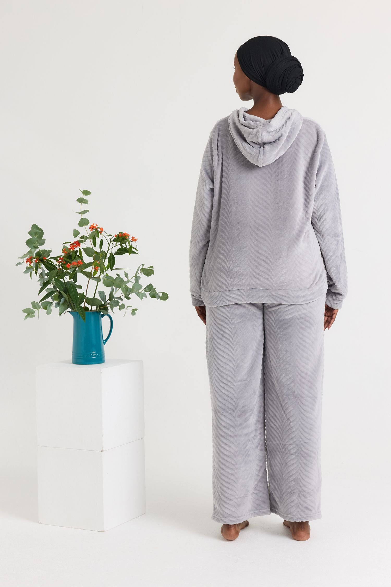 Pretty You London Pretty You London Women's Cosy Chevron Lounge Suit in Mid Grey - 3