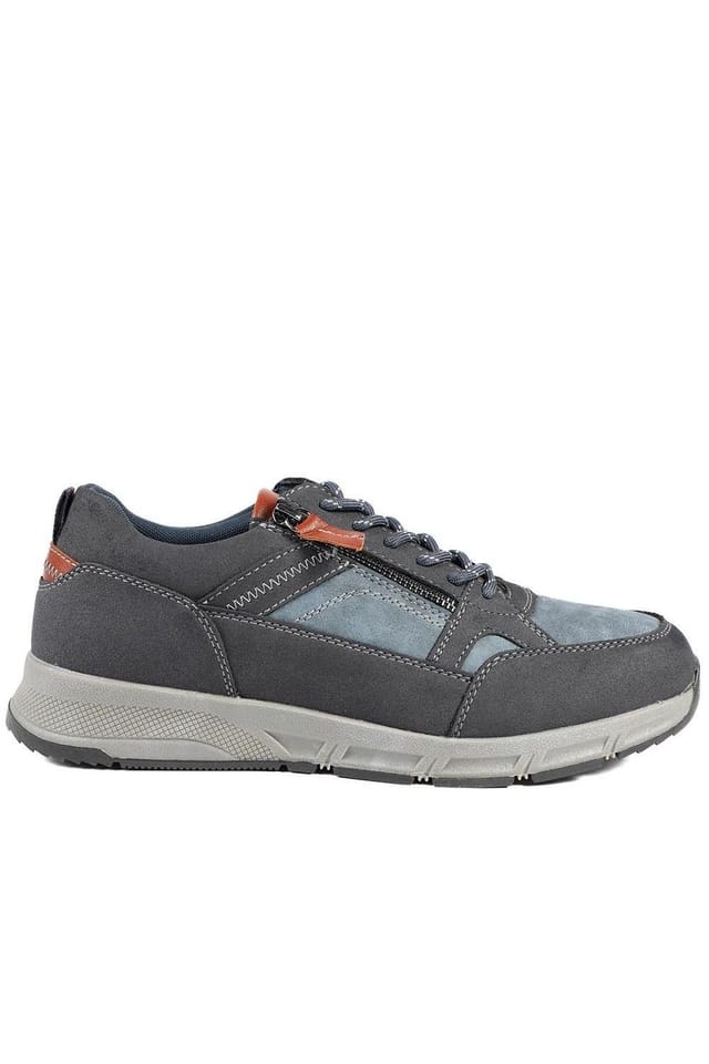 Pavers Pavers Men's Wide Fit Zip & Lace Fasten Casual Trainers in Dark Grey - 3