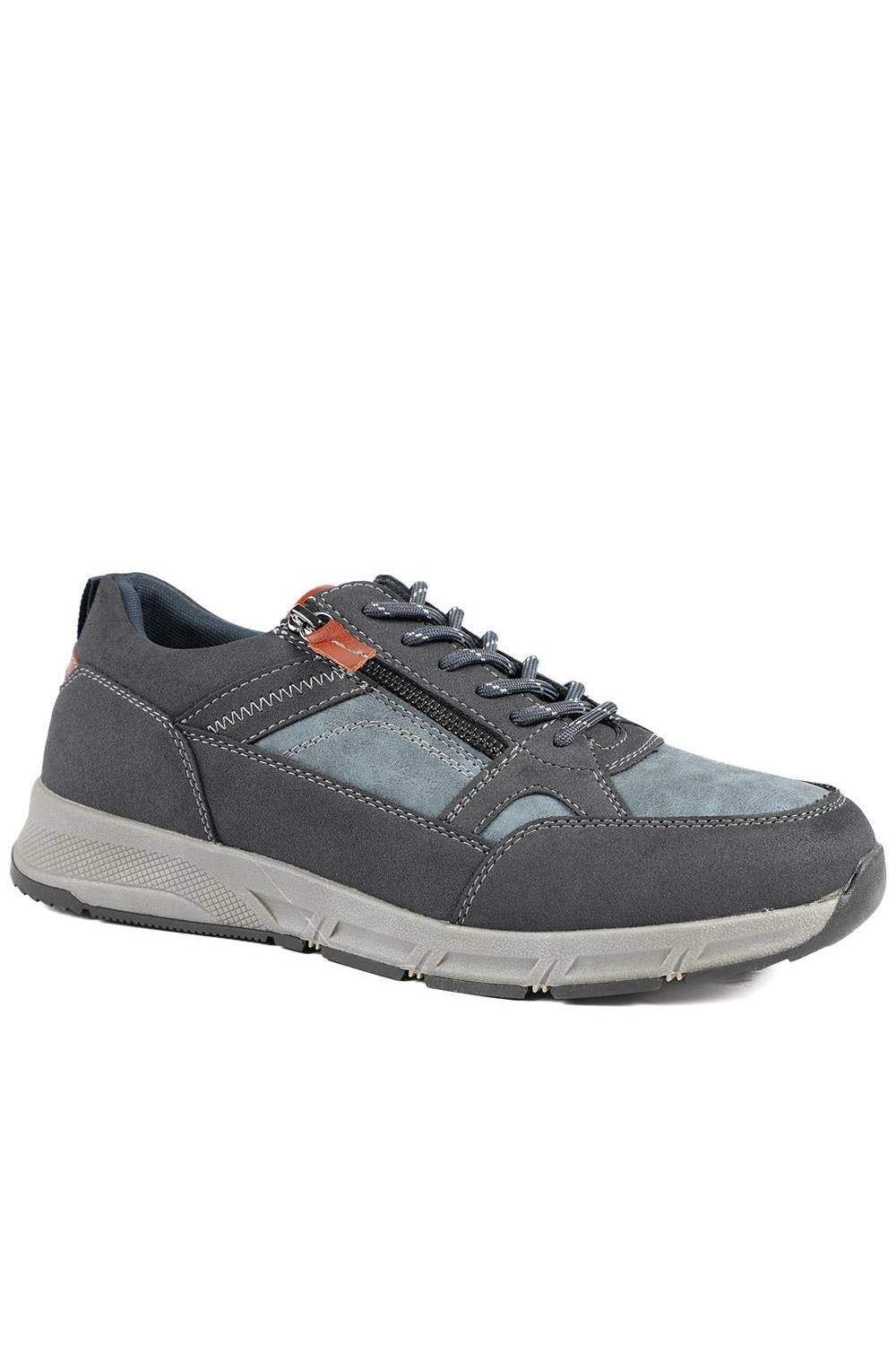 Pavers Pavers Men's Wide Fit Zip & Lace Fasten Casual Trainers in Dark Grey - 4