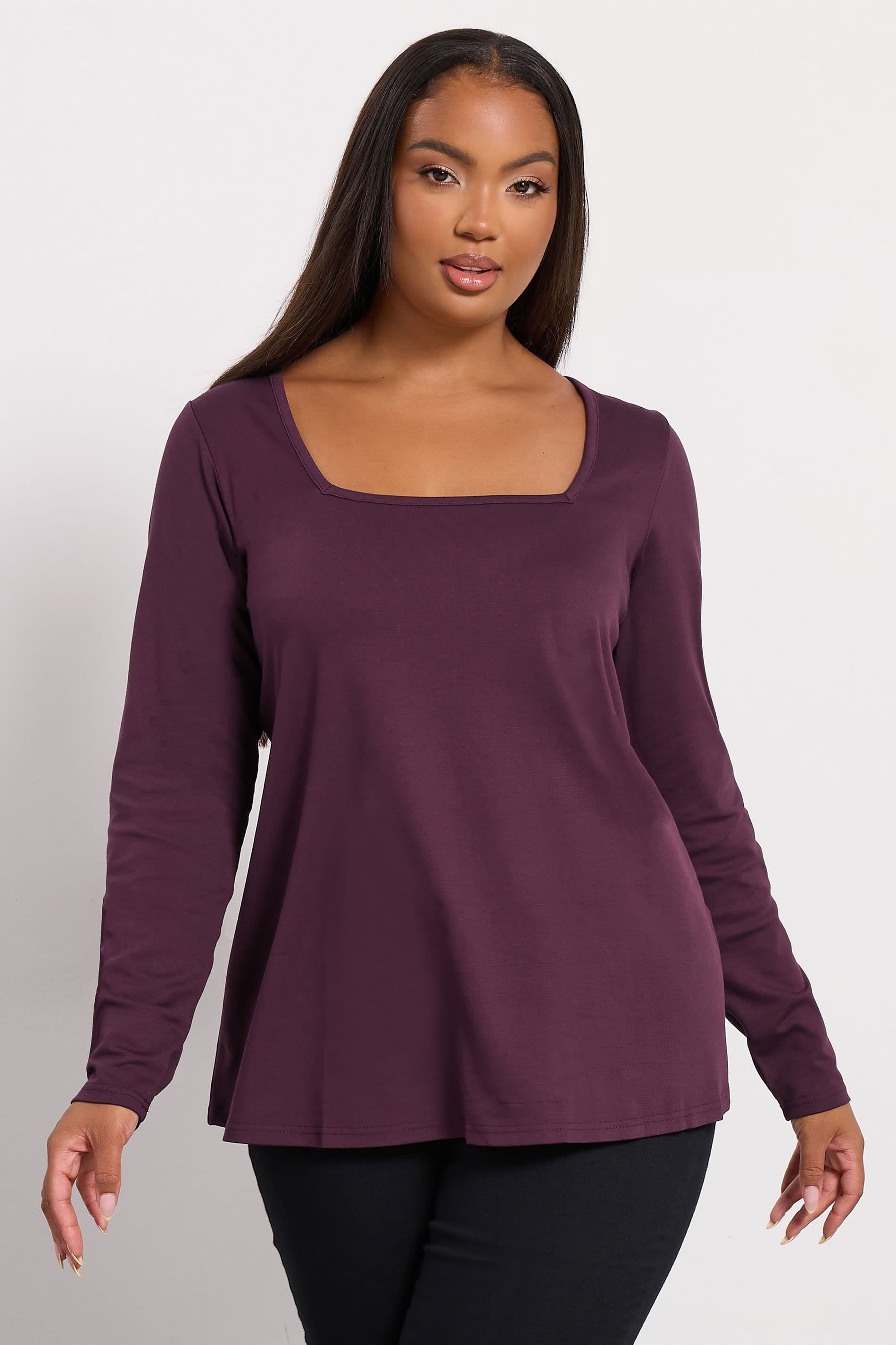 Yours Plus Size Purple Square Neck Swing Top